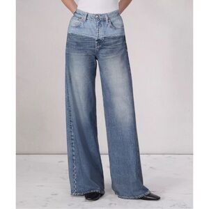 Rag & Bone Miramar Sofie Wide-Leg Pants Sweatpant Jeans Blue 27